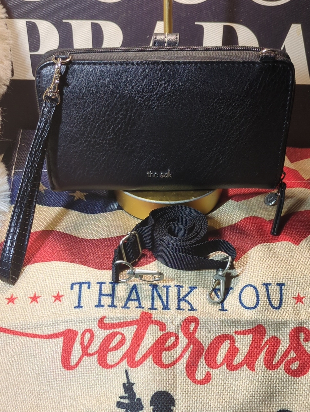 The Sak Iris Smartphone Black Leather Wristlet Crossbody Bag NOW ONLY $40